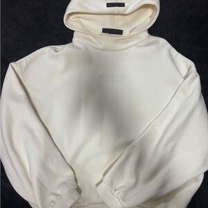 Essentials Men Cream Crewneck Sweatshirt with Embossed Logo